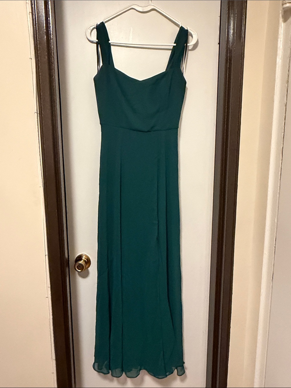 After Six Teal Maxi Bridesmaid Wedding Guest Dress with Wide Straps
